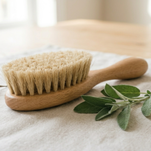 brosse de toilettage en bois et fibres naturelles